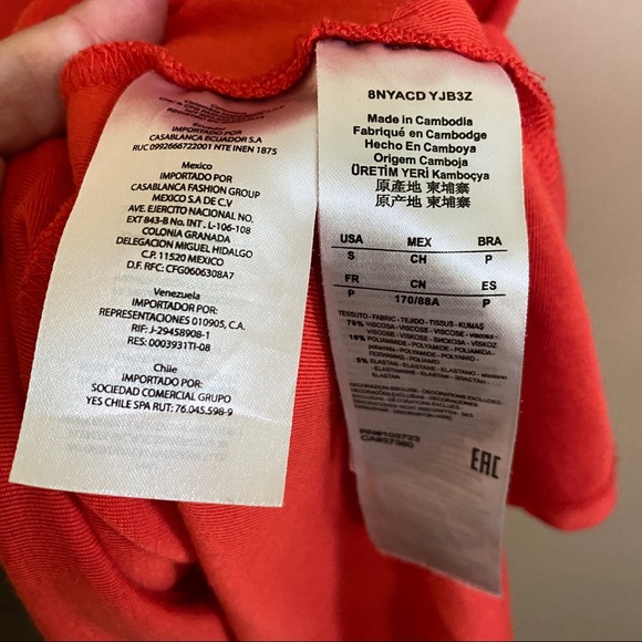 Armani exchange cotton knit vneck sleeveless dress red orange S - Picture 6 of 6